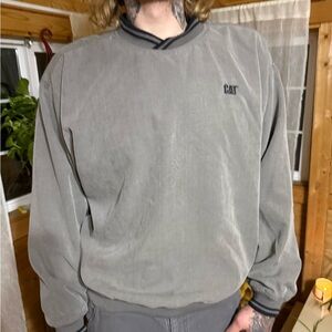 Vintage CAT Men's Charcoal Crewneck Windbreaker